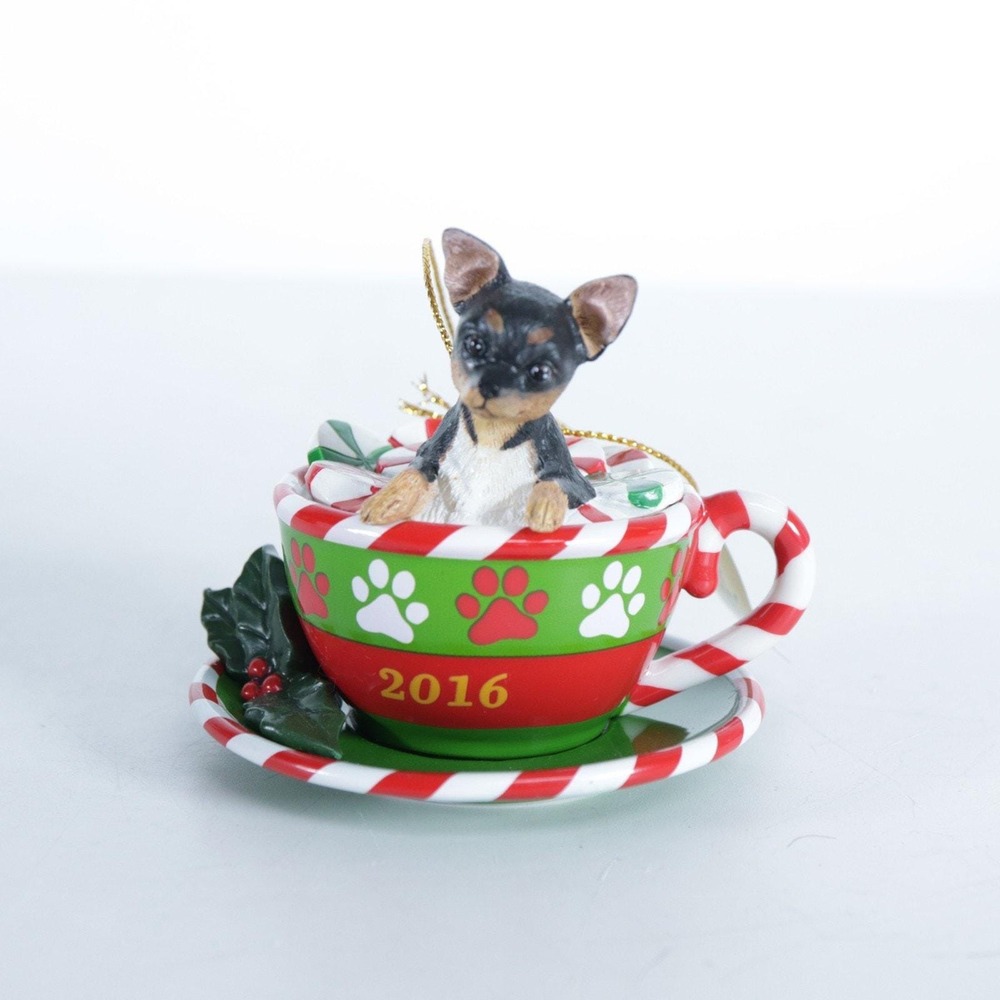 DANBURY MINT 2016 CHIHUAHUA DOG ORNAMENT Holiday Tea Cup - New In Box